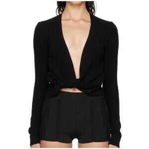 Jacquemos Le Gilet Noue Black Twist Front Crop Cardigan Sweater Womens Size 8